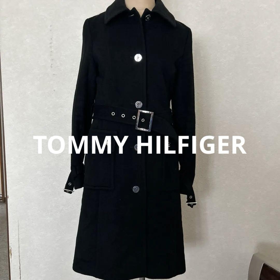 TOMMY HILFIGER Black Long Coat, Size S