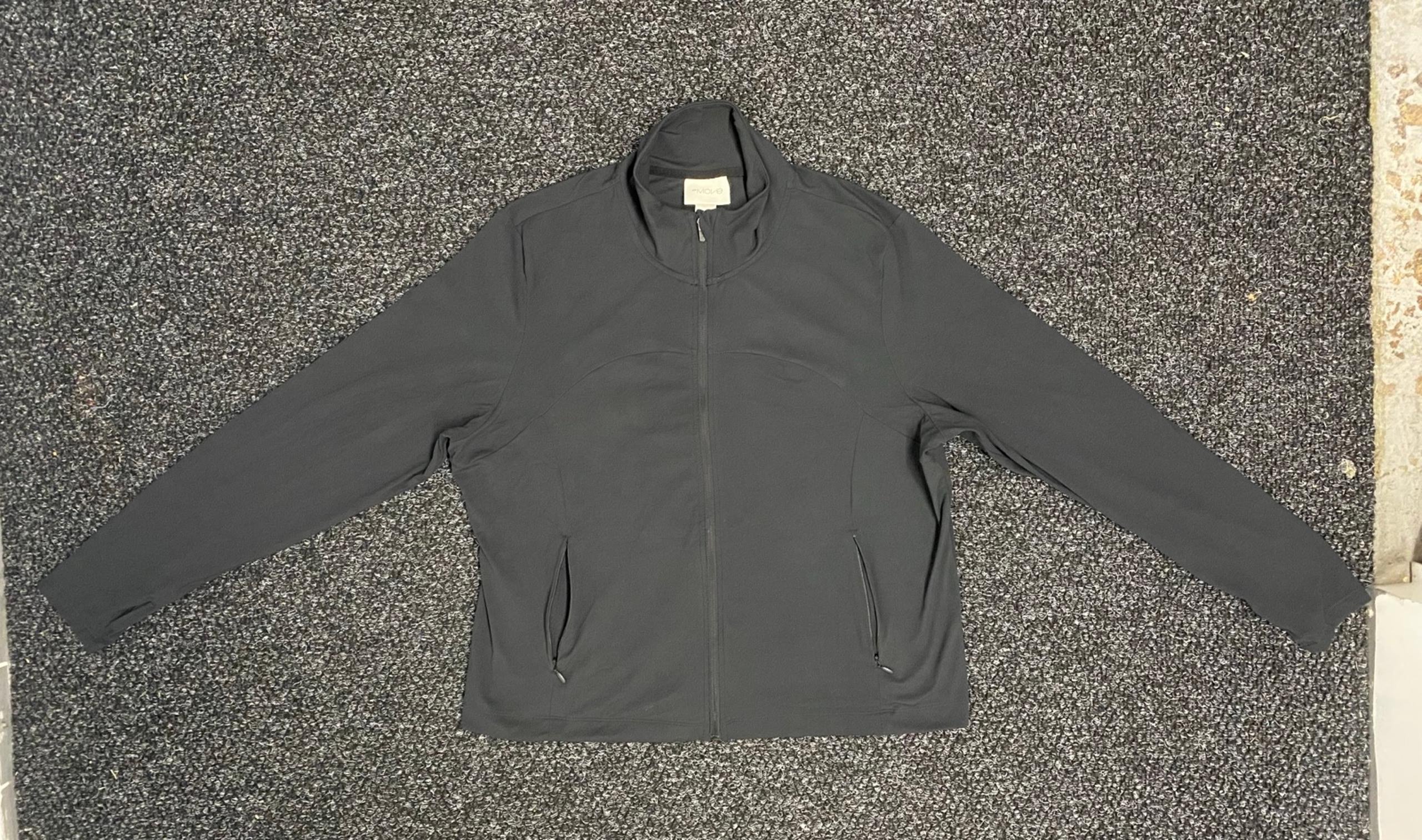 Men H&M Move Lightweight Black Mock Neck Zip Front Up Down Jacket XXL 2XL 2X