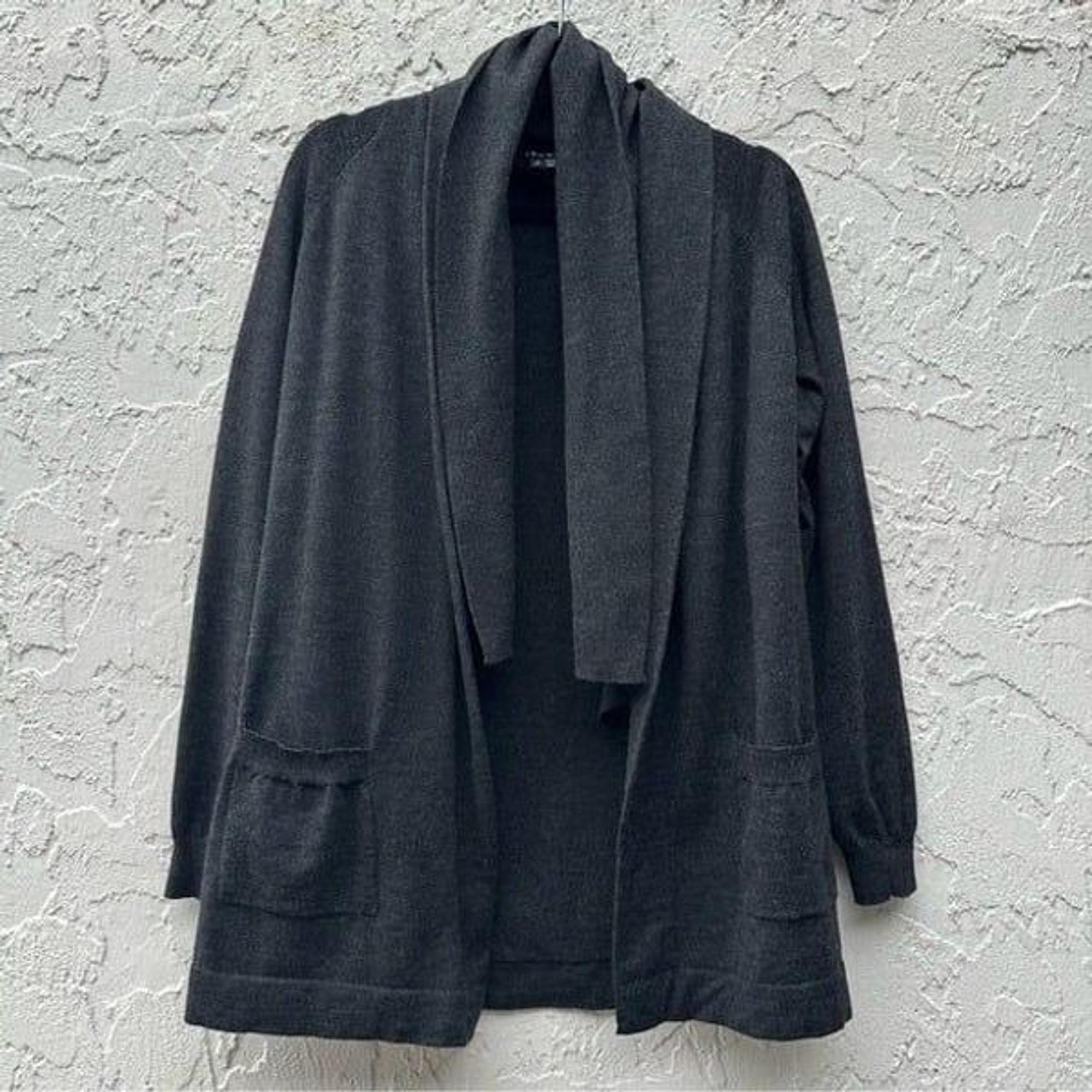THEORY Abie Evian Stretch Wool Cardigan Sweater Women’s Large Open Front Shawl