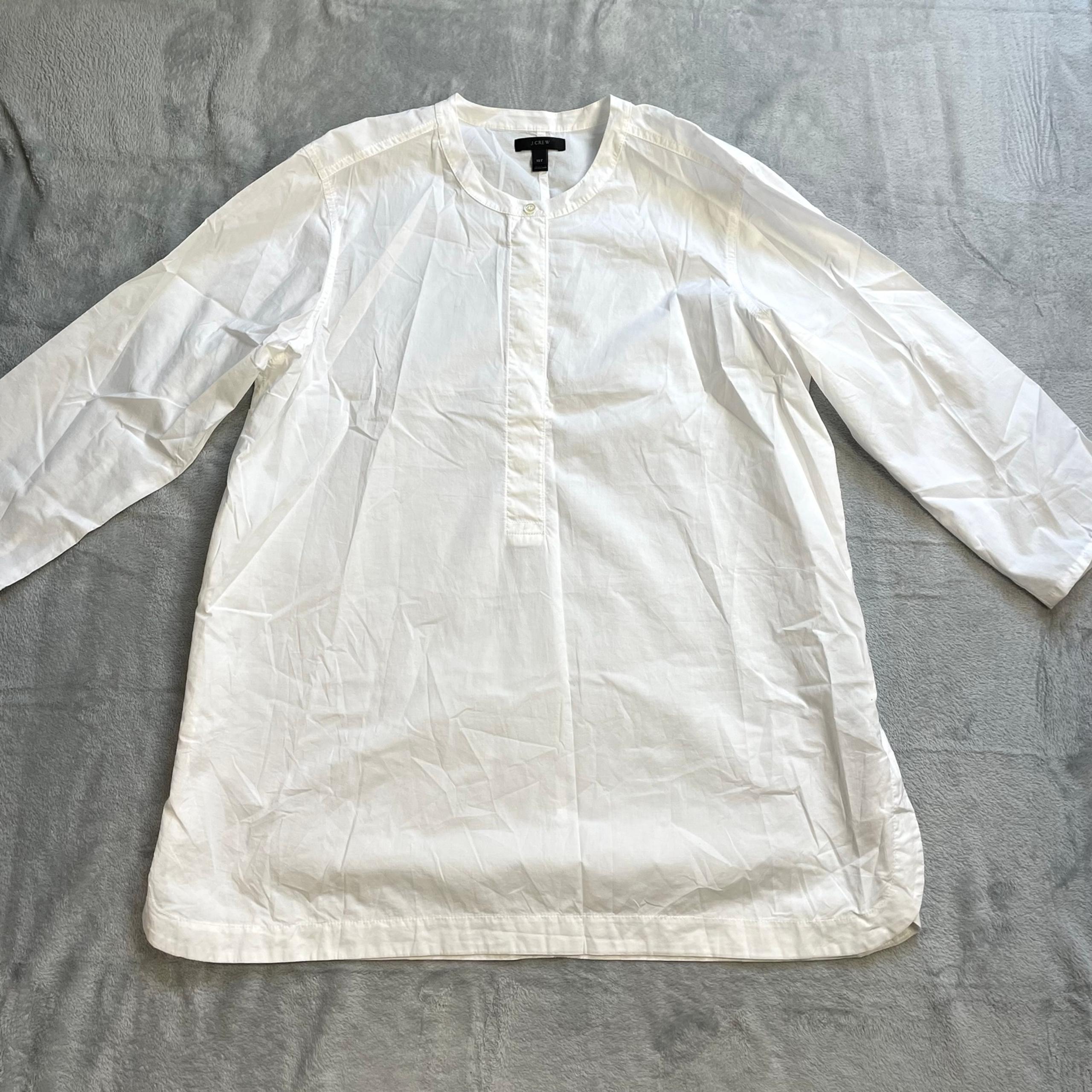 Tunic Shirt 16T 16 Tall Womens White Popover 3/4 Sleeve Minimalist Career - J.Crew