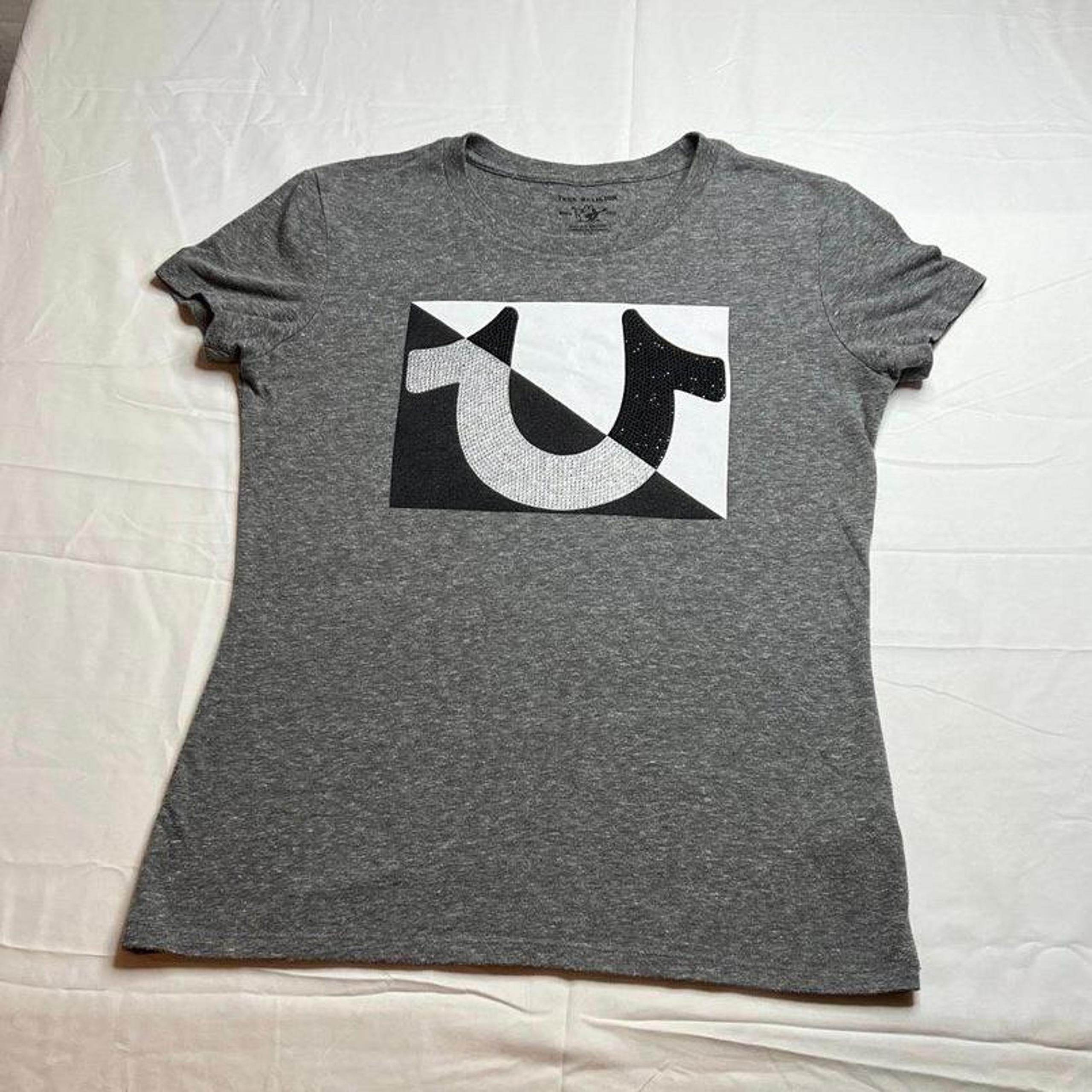 True Religion Womens Gray Sparkly T-shirt Sz Small