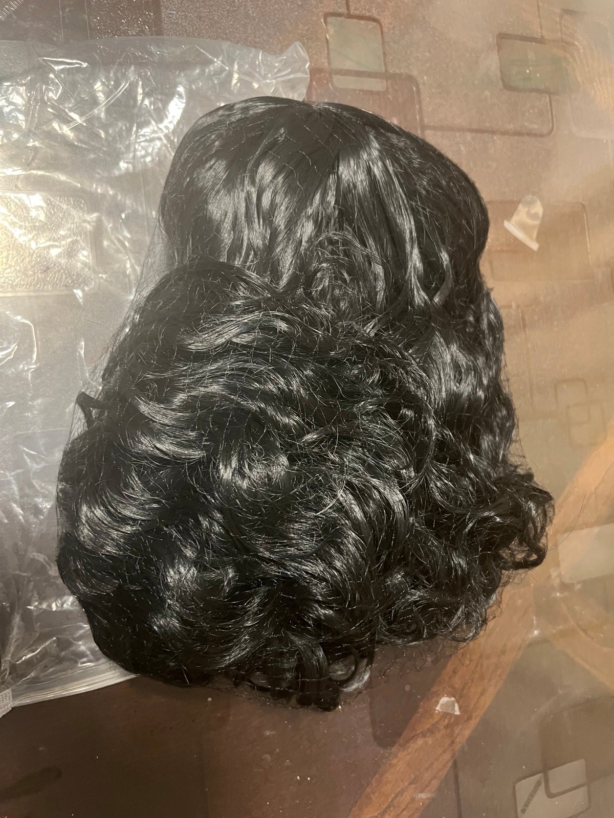 Long Wavy Wigs Black, Middle Parting Women Synthetic Hair Wavy Long Wig