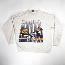 Vintage 90s Looney Tunes Georgetown Hoyas Spell Out Made in USA Sweatshirt - XL