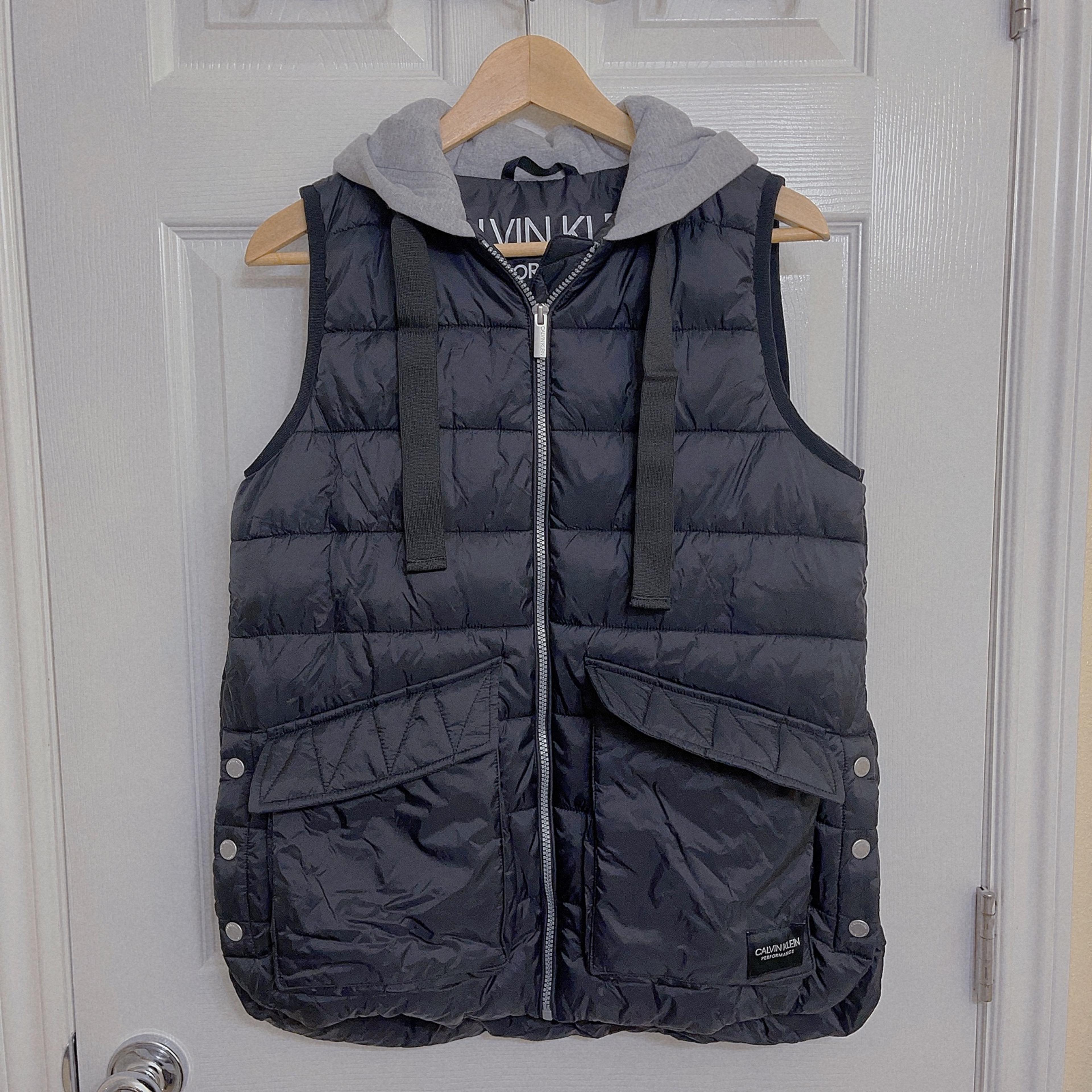 Calvin klein performance cargo pocket hooded puffer vest Clearance