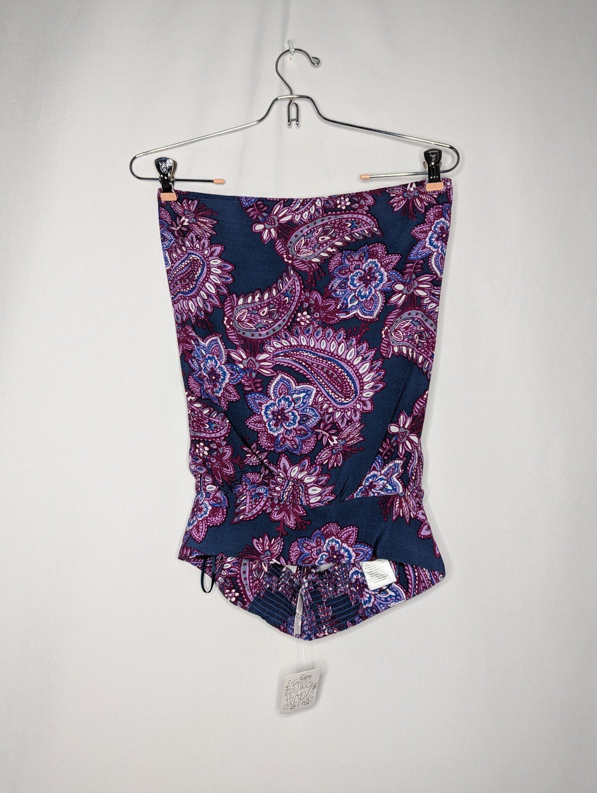 Free People Women's Purple Floral Paisley Tie Strapless Tube Top Size S NWT