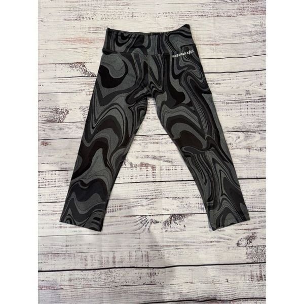 Pastparallel Marbled Leggings in Black & Gray Abstract Pattern Size Small