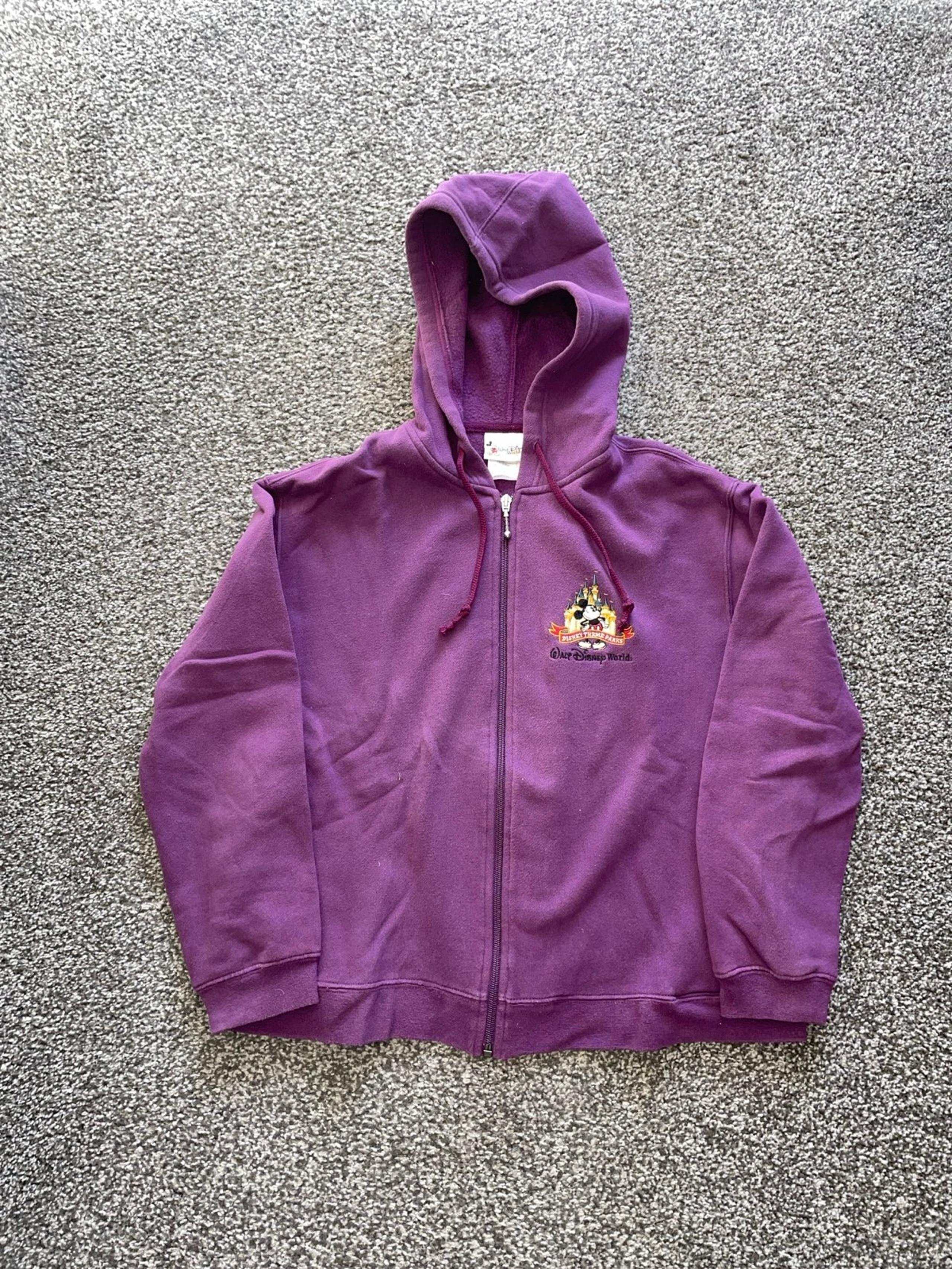 Vintage Disney Parks Walt Disney World Purple Zip Up Hoodie Size Medium