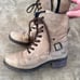 TAOS CRAVE tan beige genuine leather military style boots 9 9.5 Euro 40