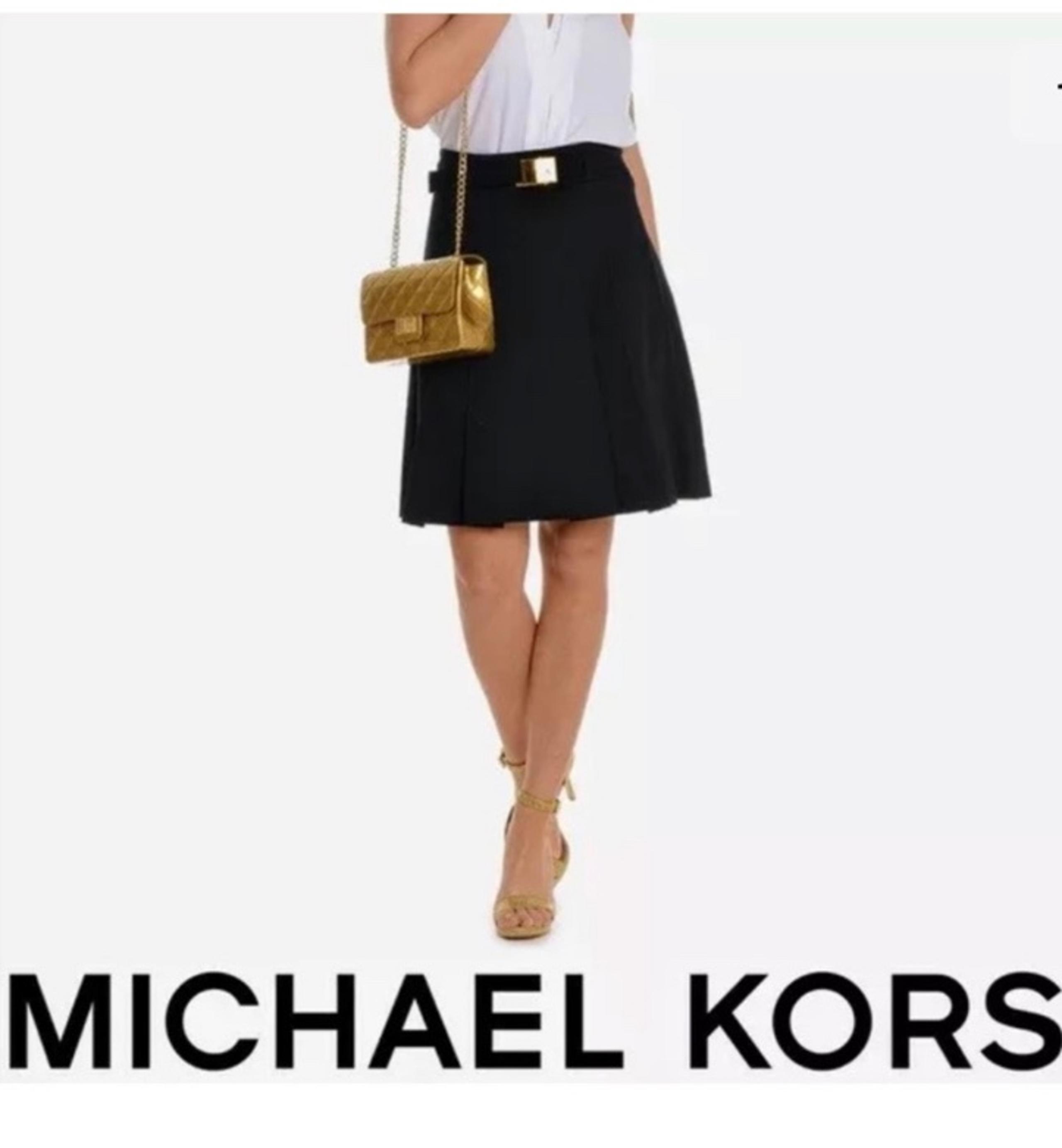 Michael Kors A-line flared belted skirt