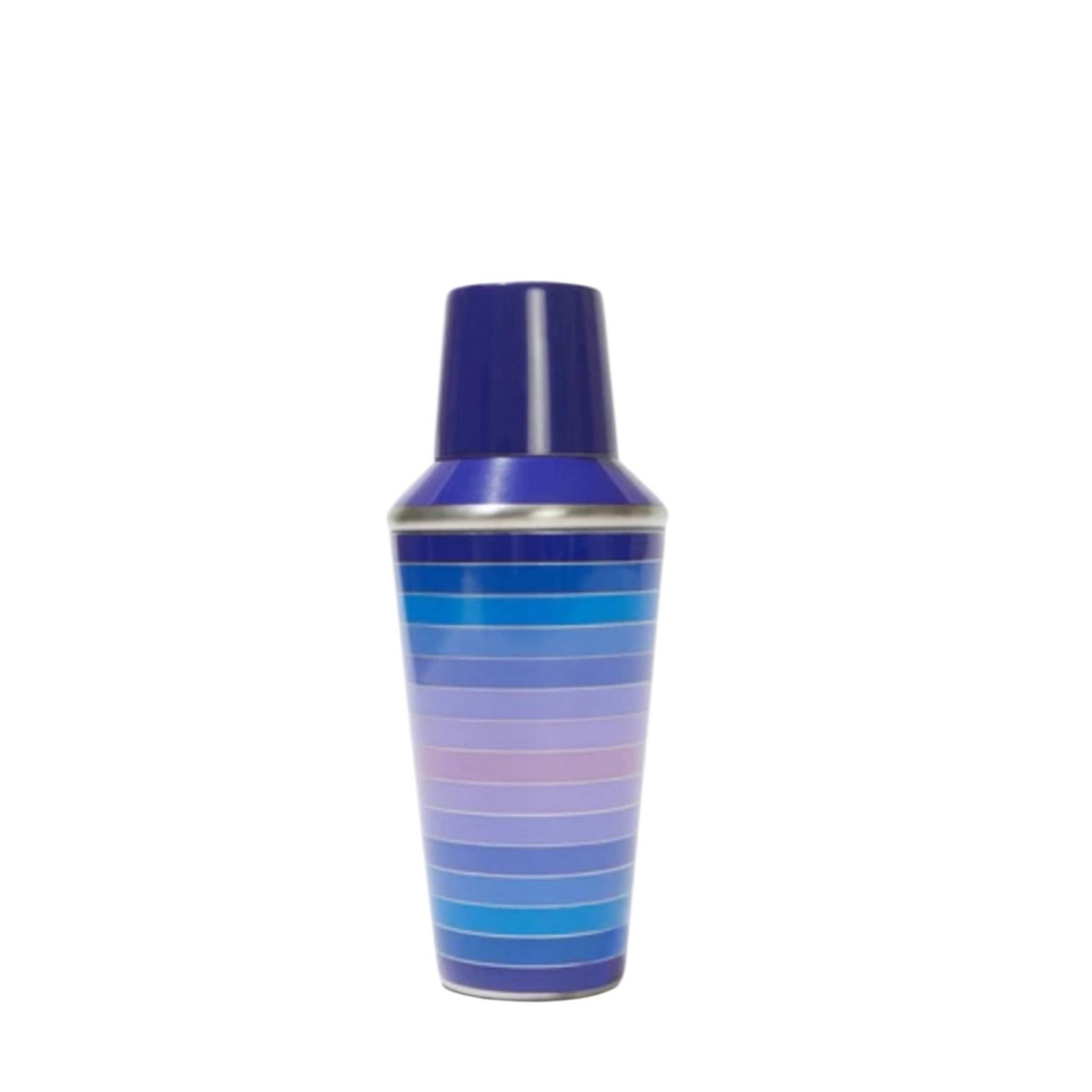 NEW Jonathan Adler Scala Blue & Purple Stripe Stainless Steel Cocktail Shaker