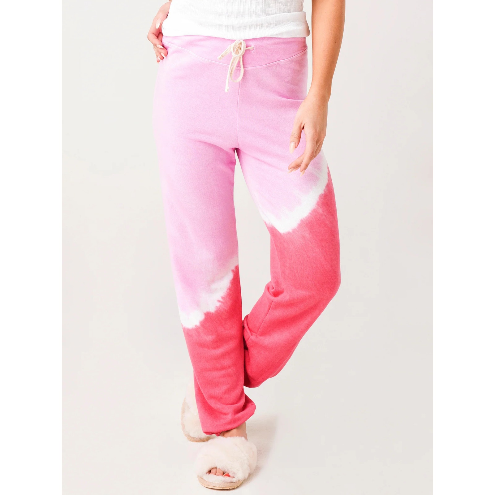 Sundry Dip Tie Dye Pink Terry Sweatpants Size 1 NWT