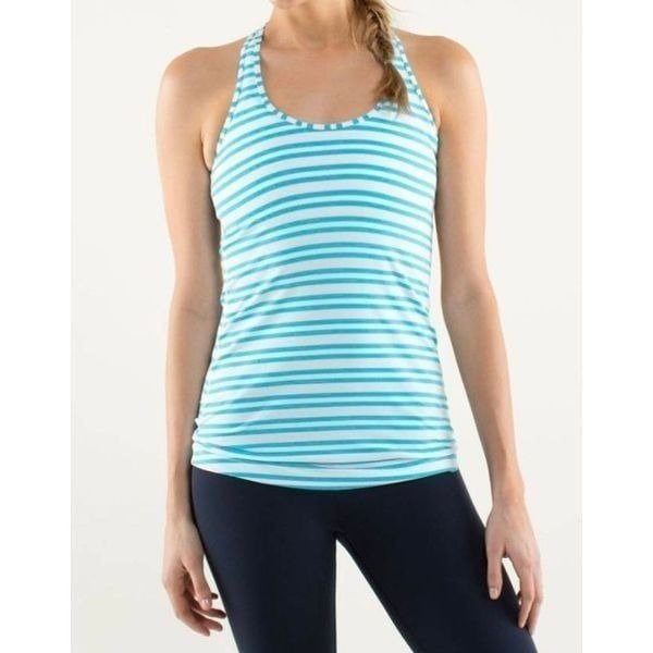 LULULEMON ATHLETICA Cool Racerback In Twin Stripe Spry Blue Size 6
