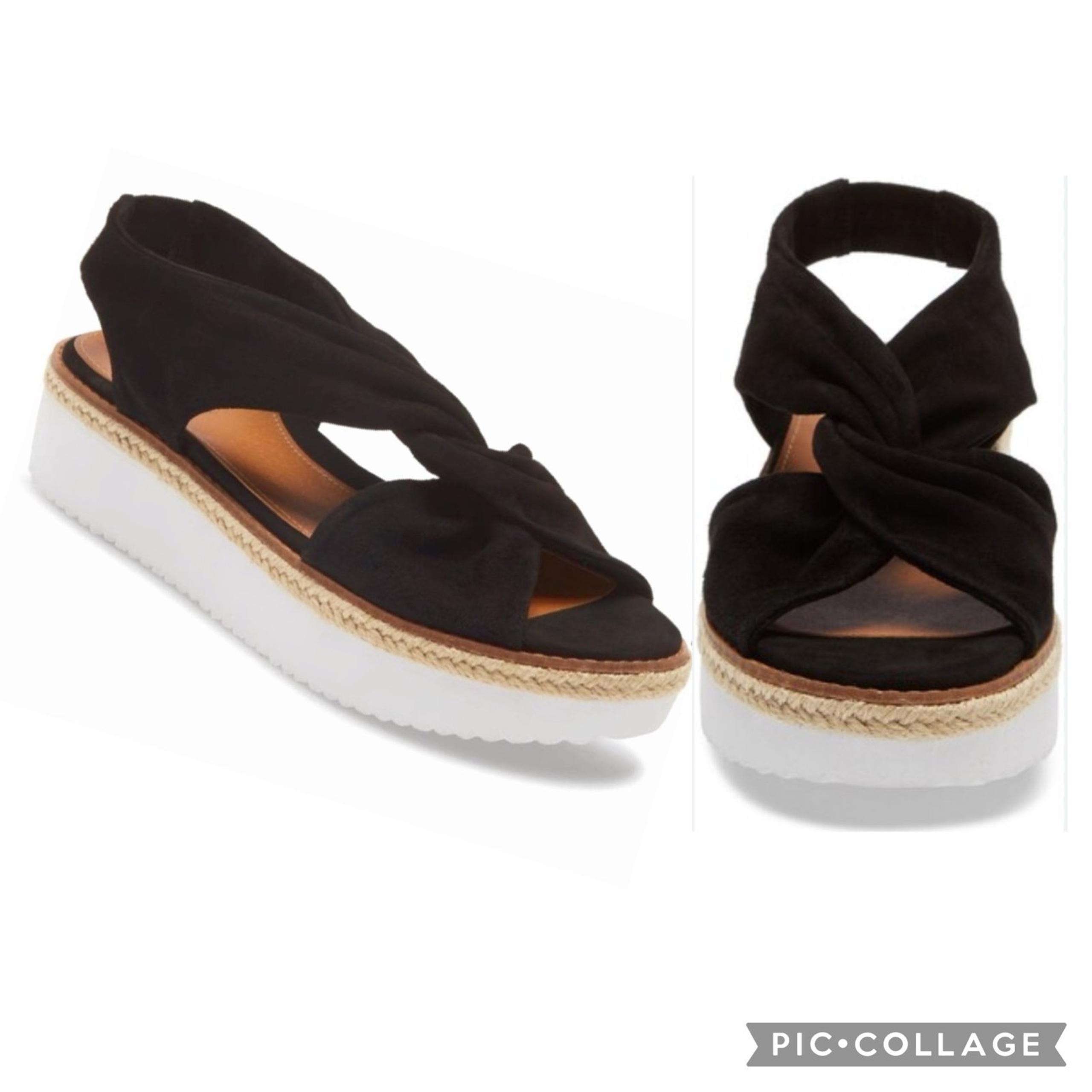 New! Caslon black white platform wedge sandal 7