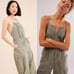 Free People Verona Bare Stripe One-Piece Jumpsuit Overalls S Boho Cottage Casual
