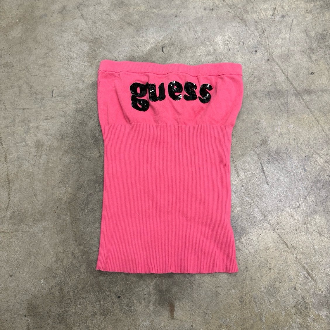 Guess vintage y2k sequin strapless hot pink tube top