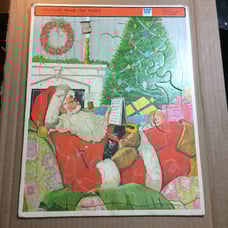 Christmas Frame Tray Puzzle Whitman Vtg 1969 No 4424 Santa