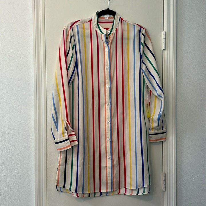Summersalt x The Home Edit NWT Rainbow Stripe Shirt Limited Edition Cover Up XS