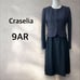 Craselia Formal Suit No Collar Jacket Navy