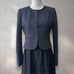Craselia Formal Suit No Collar Jacket Navy
