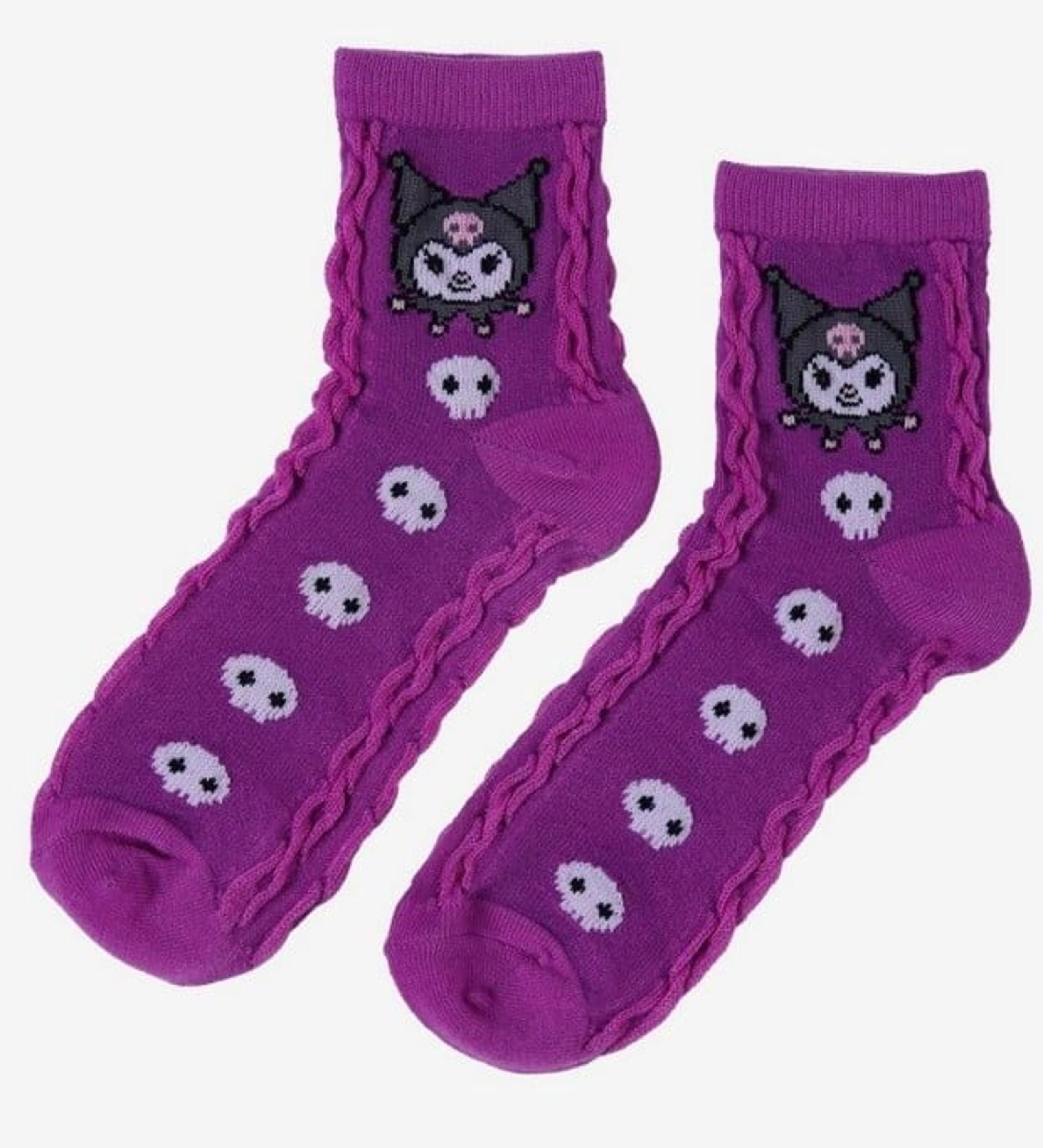 New Sanrio Kuromi Skull Textured Ankle Socks
