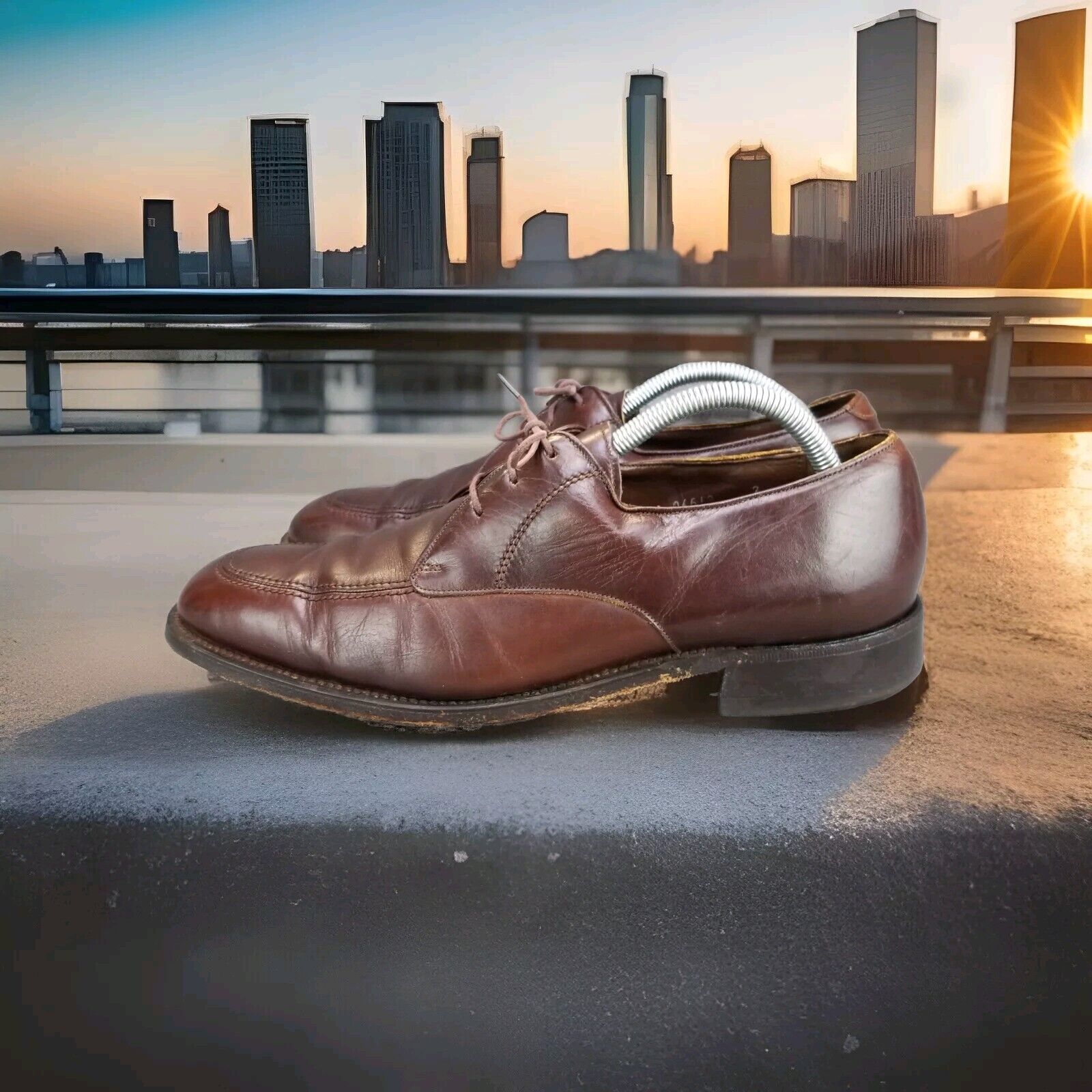 VTG Squires Brown Leather Oxfords Casual Professional Work Shoes Men's 10D USA