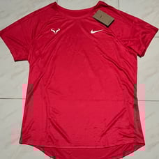 Nike Men L Rafa Nadal Challenger Dri-Fit Crew Tennis Shirt Coral Red
