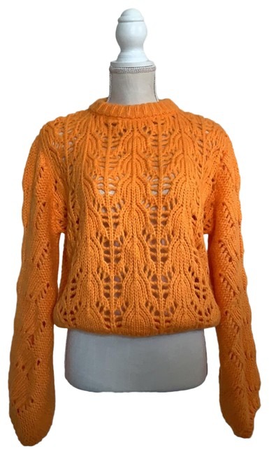Melange Mixed Cable Knit Orange Sweater