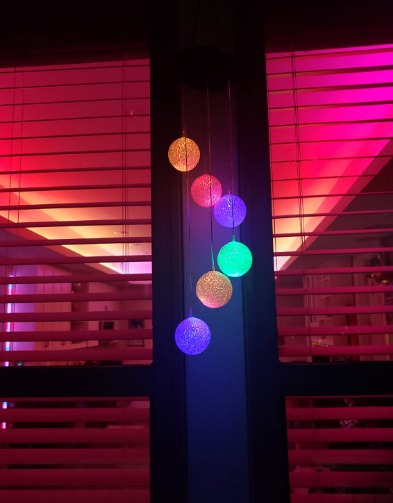 Solar Wind Chime Outside Color Changing Ball Wind Chimes, LED Mobile Solar Lamp