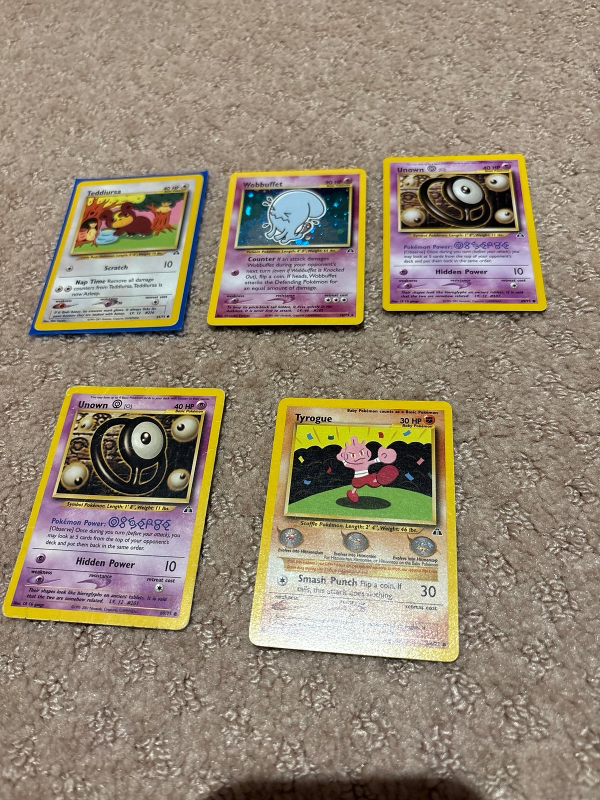 Vintage 2001 Pokémon Neo Discovery Card Bundle – 5 Cards – WOTC Era