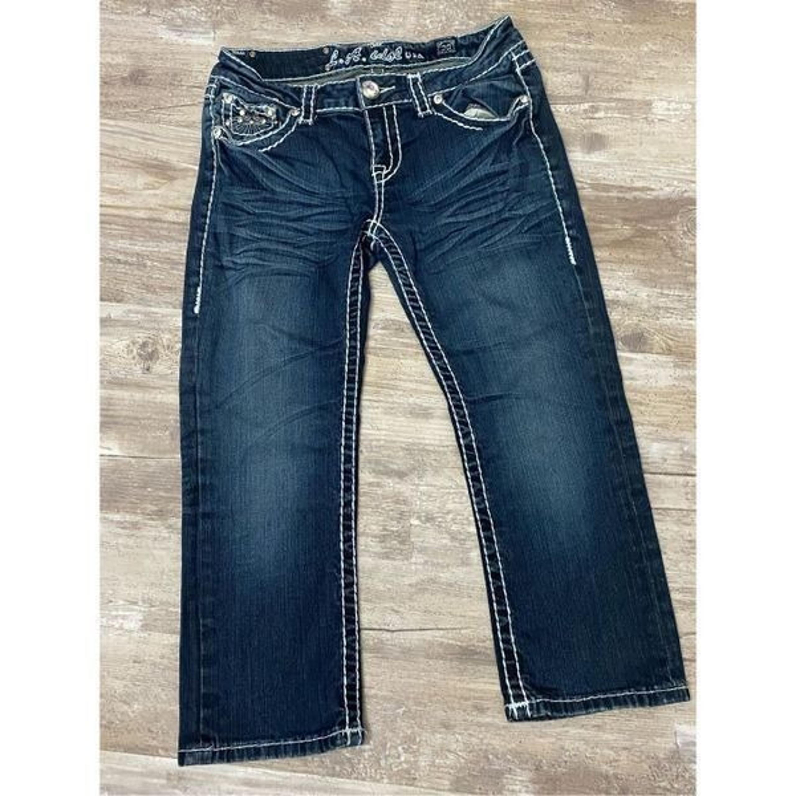 L.A. Idol Capri Jeans Rhinestone Flap Pocket Women’s Sz 7