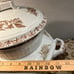 Antique Chamber Pot White Brown Flower Floral with Lid 15”H RARE!! J.H. DAVIS