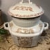 Antique Chamber Pot White Brown Flower Floral with Lid 15”H RARE!! J.H. DAVIS