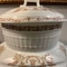 Antique Chamber Pot White Brown Flower Floral with Lid 15”H RARE!! J.H. DAVIS