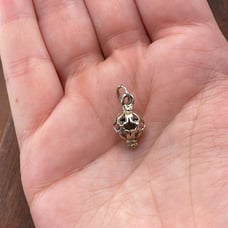 Vintage 925 Sterling Silver Ornate Ball Openwork Pendant Bracelet Charm