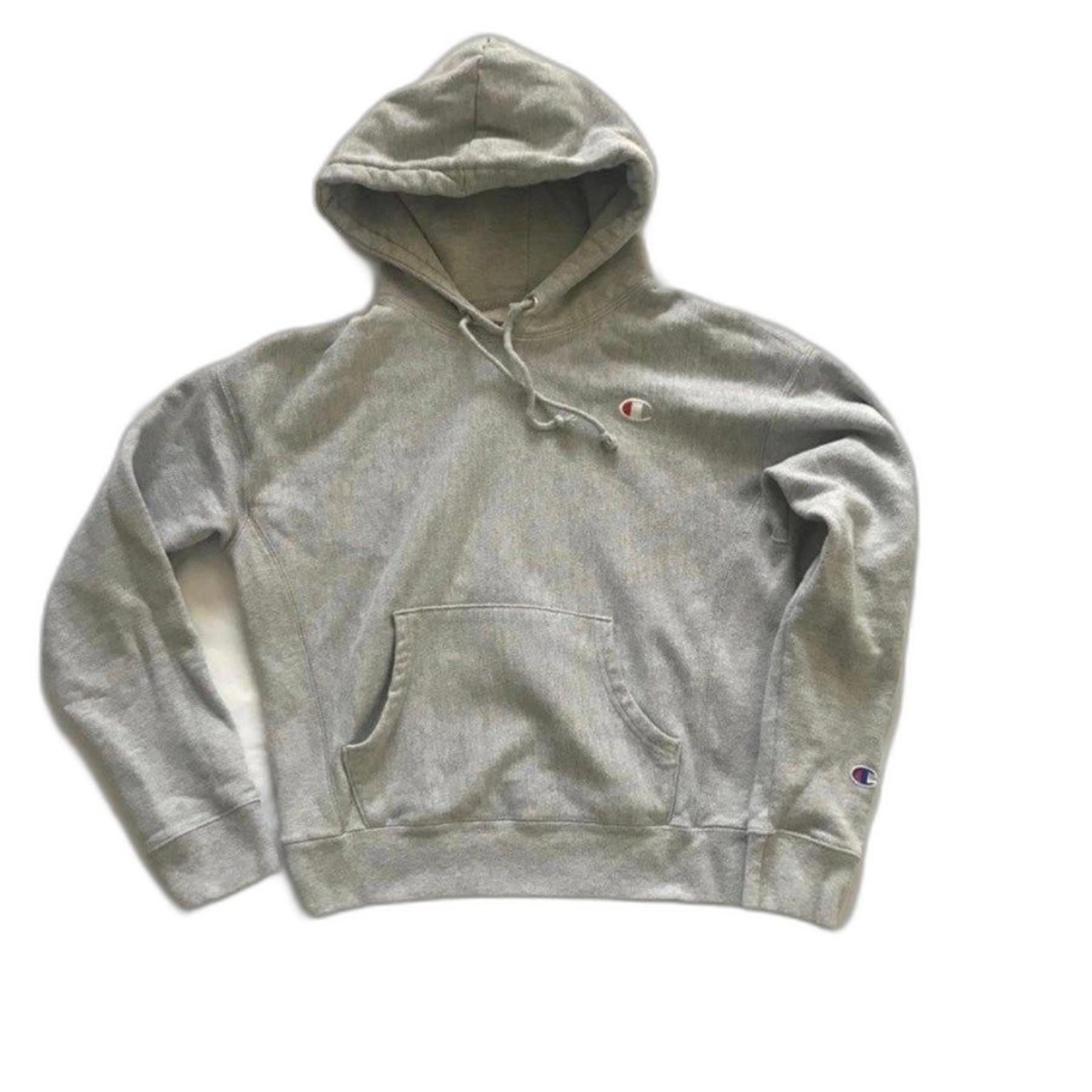 Champion Life Women's M Reverse Weave Hoodie Sweatshirt "C" Logo Gray Slim GF757