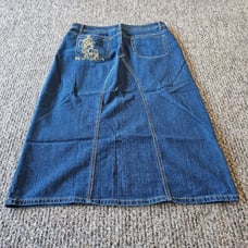 Y2K Cato Golden Floral Embroidery Dark-wash Denim Maxi Skirt 5 Pocket Sz.16