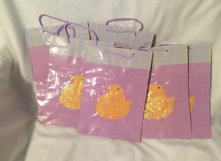 peeps small gift bags lot of 6 glittery church easter party 7 x 10 x 4 glossy