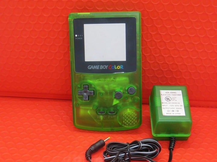 Nintendo GameBoy Color SHELL HOUSING& AC ADAPTER IN JUNGLE GREEN COLOR BRAND NEW