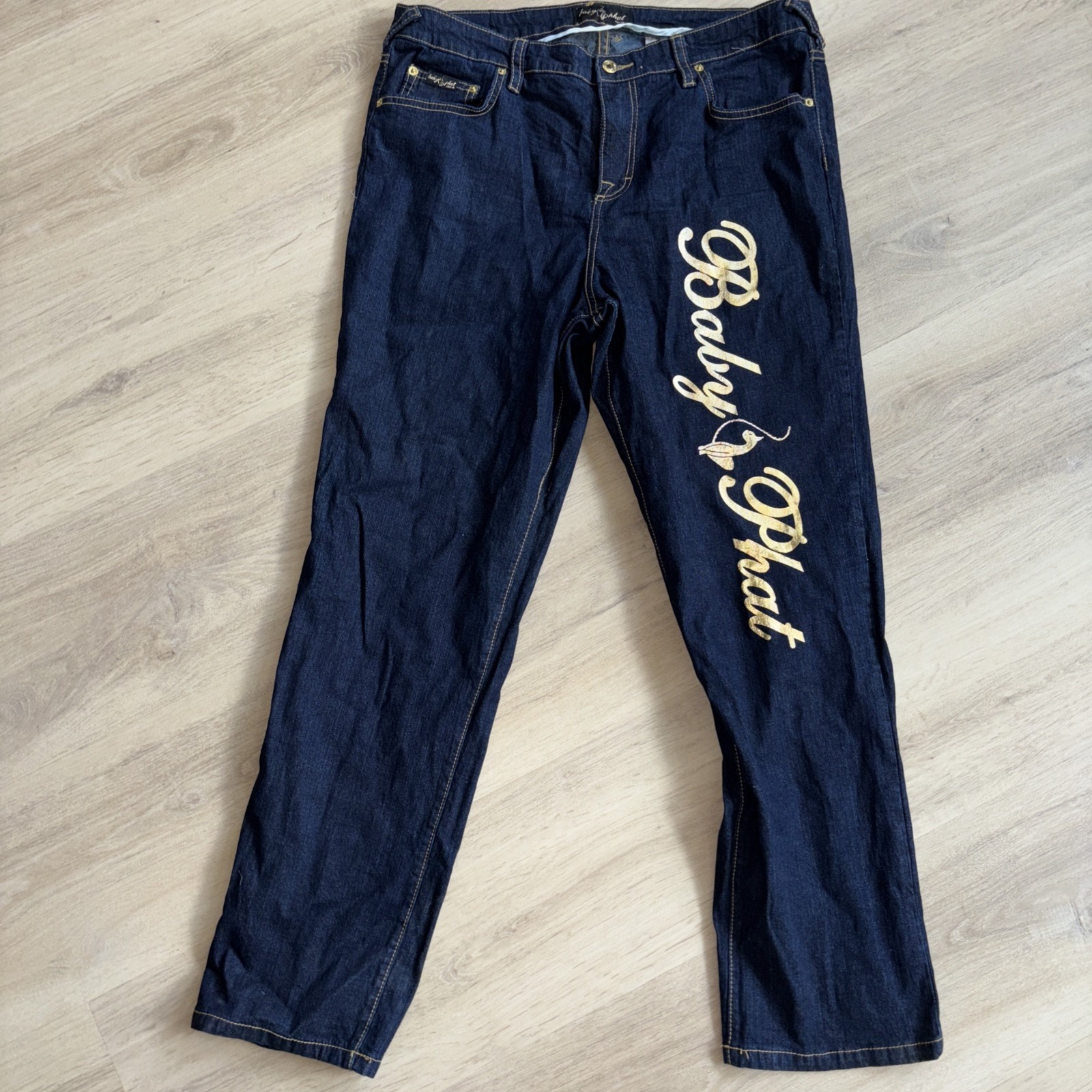 Baby Phat Jeans Women 18 Y2K Bling Logo Flare Bootcut Embroidered 90s Vtg RARE