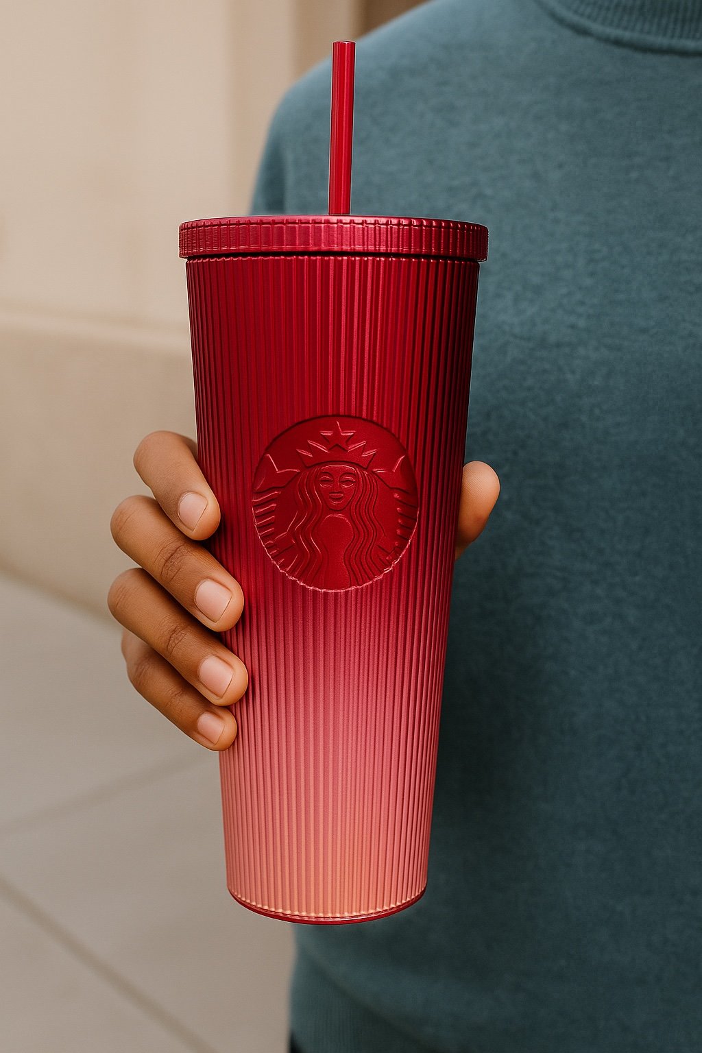 LIMITED EDITION Starbucks Ombré Pink & Red Studded Tumbler 24oz Cold Cup Magic