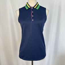 RLX Ralph Lauren Golf Tennis Polo Shirt Women's Medium Cropped Sleeveless Blue