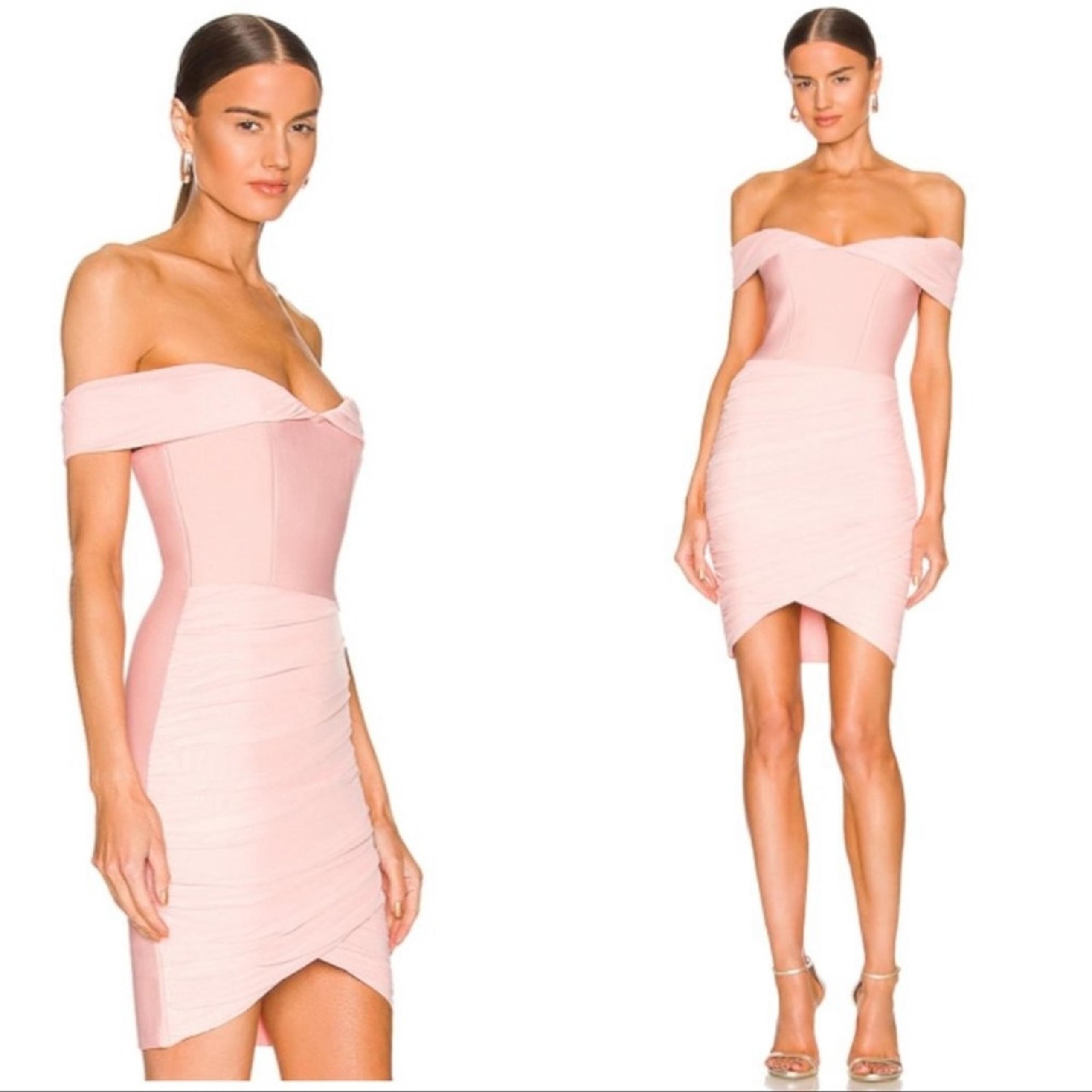 Elliatt Praise Off-the-Shoulder Bodycon Mini Dress in Blush Pink S