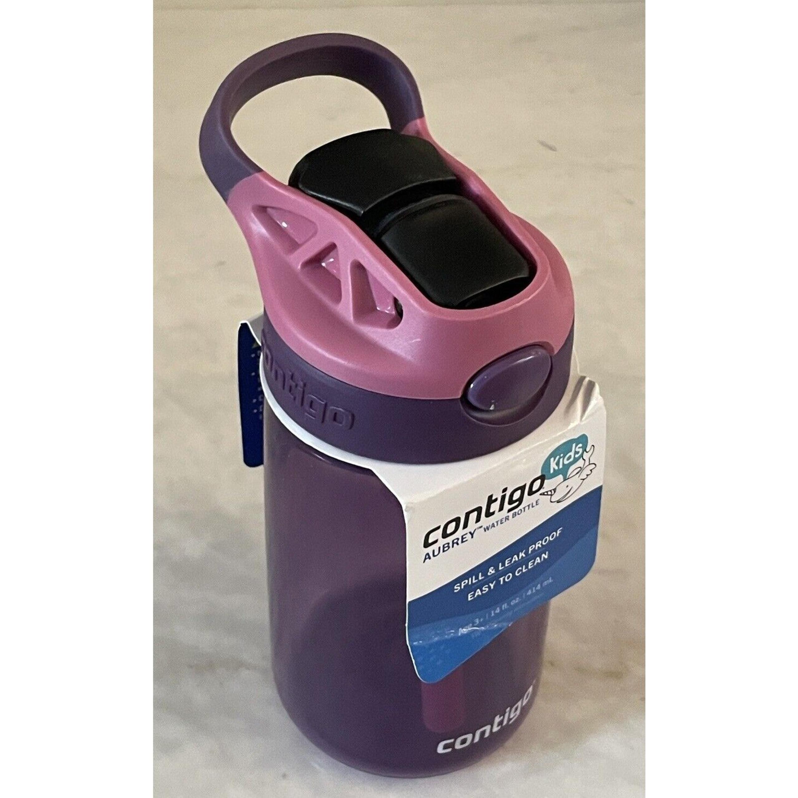 Contigo Aubrey Kids Water Bottle 14 oz Leak-Proof Spill-Proof Purple Travel NEW