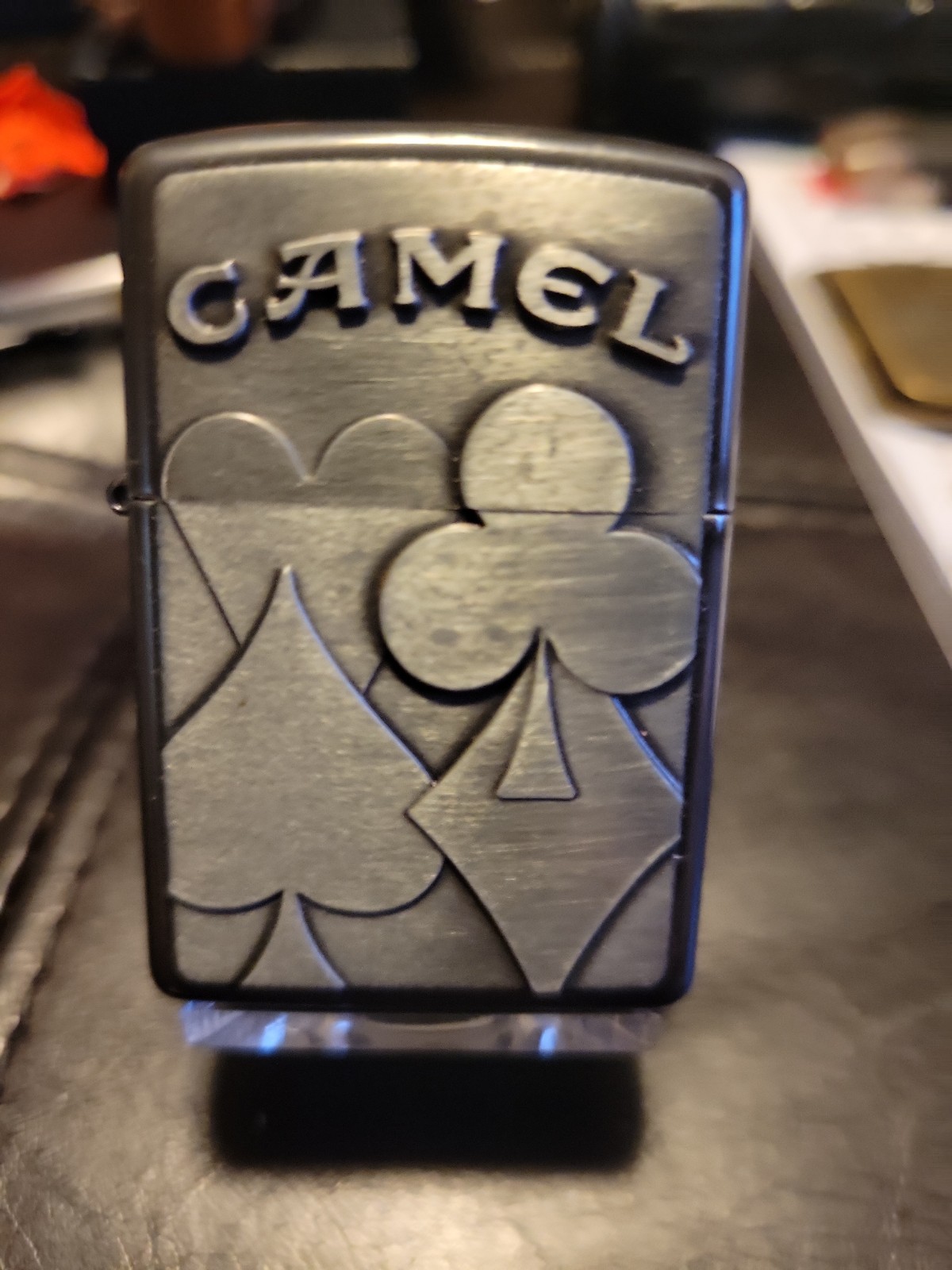 Vtg Midnight Chrome Poker Cards Camel Zippo Lighter Rare Unstruck 1996