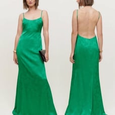 REFORMATION NWT US8 ALLIUM Backless Silky Maxi Dress in Green NEW