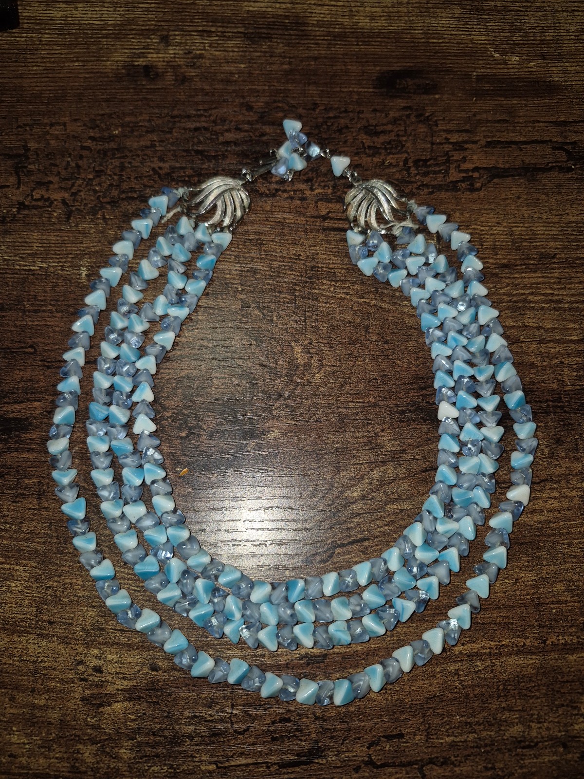 NecklaceTrifari Blue Multi Strand Blue Art Givre Gloss Torsade Necklace!!!!
