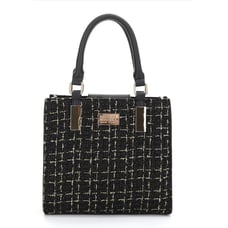 Badgley Mischka New York The Tara Tweed Black Satchel NEW