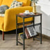 Narrow End Table with Magazine Holder Sling, Industrial Side Table
