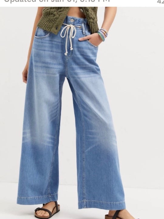Women's Pilcro Paper Bag High Waist Wide Leg Jeans - The Coastal Size 32