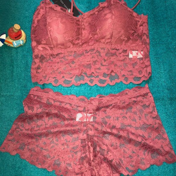 Kara & Kate Lace mauve Bralette with underwear small NWT